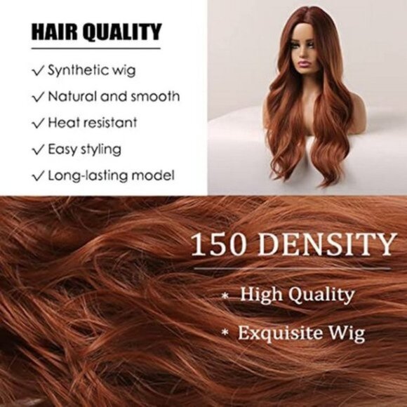𝅺women Natural Synthetic Hair Wig Auburn - Picture 2 of 7